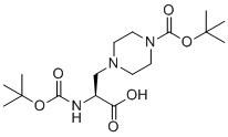 CAS # 1334509-91-9, N-(tert-Butoxycarbonyl)-3-[4-(tert-butoxycarbonyl)piperazin-1-yl]-L-alanine, (2S)-2-[(2-methylpropan-2-yl)oxycarbonylamino]-3-[4-[(2-methylpropan-2-yl)oxycarbonyl]piperazin-1-yl]propanoic acid