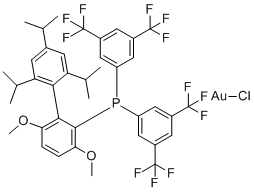 structure of CAS# 1334547-76-0, 氯(2-{双[3,5-双(三氟甲基)苯基]膦基}-3,6-二甲氧基-2',4',6'-三异丙基-1,1'-联苯)金(I)