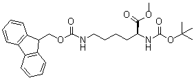 structure of CAS# 133628-28-1, N2-[叔丁氧羰基]-N6-[芴甲氧羰基]-L-赖氨酸甲酯
