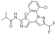 structure of CAS# 1338247-35-0, N-[5-[1-(2,6-二氯苯基)-3-(二氟甲基)-1H-吡唑-5-基]-2-噻唑基]-2-甲基-丙酰胺