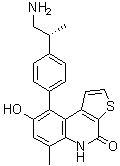 CAS 登录号：1338540-63-8, (R)-9-[4-(1-氨基丙烷-2-基)苯基]-8-羟基-6-甲基噻吩并[2,3-c]喹啉-4(5H)-酮