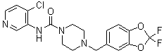 structure of CAS# 1346528-50-4, N-(4-氯-3-吡啶基)-4-[(2,2-二氟-1,3-苯并二恶茂-5-基)甲基]-1-哌嗪甲酰胺