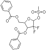 structure of CAS# 134877-43-3, 3,5-Bis(benzoyl)-1-methanesulfonyloxy-2-deoxy-2,2-difluororibose