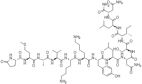 CAS 登录号：134907-86-1, 5-氧代-L-脯氨酰-L-蛋氨酰-L-丙氨酰-L-缬氨酰-L-赖氨酰-L-赖氨酰-L-酪氨酰-L-亮氨酰-L-天冬氨酰胺酰-L-丝氨酰-L-异亮氨酰-L-亮氨酰-L-天冬氨酰胺