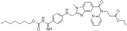 CAS # 1349500-09-9, N-[[2-[[[4-[[[(Heptyloxy)carbonyl]amino]iminomethyl]phenyl]amino]methyl]-1-methyl-1H-benzimidazol-5-yl]carbonyl]-N-2-pyridinyl-beta-alanine ethyl ester