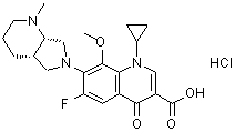 CAS # 1350716-67-4, 1-Cyclopropyl-6-fluoro-1,4-dihydro-8-methoxy-7-[(4aS,7aS)-octahydro-1-methyl-6H-pyrrolo[3,4-b]pyridin-6-yl]-4-oxo-3-quinolinecarboxylic acid hydrochloride (1:1)