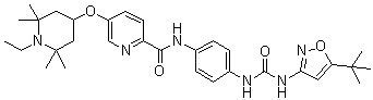 structure of CAS# 1351522-04-7, N-[4-[[[[5-(叔丁基)-3-异恶唑基]氨基]羰基]氨基]苯基]-5-[(1-乙基-2,2,6,6-四甲基-4-哌啶基)氧基]-2-吡啶甲酰胺