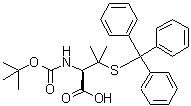 structure of CAS# 135592-13-1, N-[叔丁氧羰基]-3-[(三苯基甲基)硫基]-L-缬氨酸