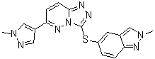 structure of CAS# 1357072-61-7, 3-[(2-Methyl-2H-indazol-5-yl)thio]-6-(1-methyl-1H-pyrazol-4-yl)-1,2,4-triazolo[4,3-b]pyridazine