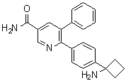 CAS 登录号：1357158-81-6, 6-[4-(1-氨基环丁基)苯基]-5-苯基-3-吡啶甲酰胺