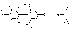 structure of CAS# 1359986-21-2, 二叔丁基[4-甲氧基-3,5,6-三甲基-2',4',6'-三异丙基联苯-2-基]膦