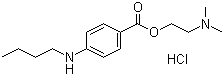CAS # 136-47-0, Tetracaine hydrochloride, 2-Dimethylaminoethyl 4-n-butylaminobenzoate hydrochloride, 4-(Butylamino)benzoic acid 2-(dimethylamino)ethyl ester hydrochloride