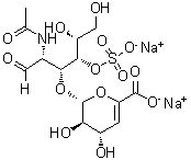 structure of CAS# 136144-56-4, 2-(乙酰氨基)-2-脱氧-3-O-(4-脱氧-alpha-L-苏式-己-4-烯吡喃糖酸基)-D-半乳糖 4-(硫酸氢酯)二钠盐