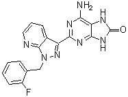 CAS # 1361569-10-9, 6-Amino-2-[1-[(2-fluorophenyl)methyl]-1H-pyrazolo[3,4-b]pyridin-3-yl]-7,9-dihydro-8H-purin-8-one