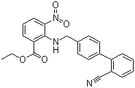 structure of CAS# 136285-67-1, 2-[[(2'-氰基联苯-4-基)甲基]氨基]-3-硝基苯甲酸乙酯