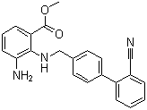 structure of CAS# 136304-78-4, 3-氨基-2-[[(2'-氰基联苯基-4-基)甲基]氨基]苯甲酸甲酯