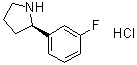 structure of CAS# 1364890-61-8, (2R)-2-(3-Fluorophenyl)pyrrolidine hydrochloride (1:1)