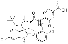 CAS 登录号：1366097-93-9, rel-4-[[[(2'R,3S,4'R,5'S)-6-氯-4'-(3-氯-2-氟苯基)-2'-(2,2-二甲基丙基)-1,2-二氢-2-氧代螺[3H-吲哚-3,3'-吡咯烷]-5'-基]羰基]氨基]-3-甲氧基苯甲酸