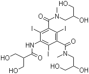 CAS # 136949-58-1, Iobitridol, N,N'-Bis(2,3-dihydroxypropyl)-5-((5-hydroxy-2-(hydroxymethyl)-1-oxopropyl)amino)-2,4,6-triiodo-N,N'-dimethyl-1,3-benzenedicarboxamide