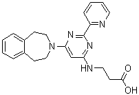structure of CAS# 1373422-53-7, N-[2-(2-吡啶基)-6-(1,2,4,5-四氢-3H-3-苯并氮杂卓-3-基)-4-嘧啶基]-beta-丙氨酸