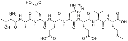 CAS # 1374396-34-5, Octapeptide 2, (4S)-4-[[(2S)-2-[[(2S,3R)-2-amino-3-hydroxybutanoyl]amino]propanoyl]amino]-5-[[(2S)-4-carboxy-1-[[(2S)-1-[[(2S)-4-carboxy-1-[[(2S)-1-[[(1S)-1-carboxy-3-methylsulfanylpropyl]amino]-3-methyl-1-oxobutan-2-yl]amino]-1-oxobutan-2-yl]amino]-3-(1H-imidazol-5-yl)-1-oxopropan-2-yl]amino]-1-oxobutan-2-yl]amino]-5-oxopentanoic acid