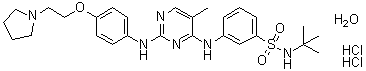 CAS # 1374744-69-0, N-(1,1-Dimethylethyl)-3-[[5-methyl-2-[[4-[2-(1-pyrrolidinyl)ethoxy]phenyl]amino]-4-pyrimidinyl]amino]benzenesulfonamide hydrochloride hydrate (1:2:1)