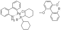 structure of CAS# 1375325-64-6, (2-二环己基膦基-2',6'-二甲氧基联苯)(2'-氨基联苯-2-基)氯化钯