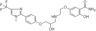 CAS # 137888-49-4 (81015-67-0), CGP 20712, 2-Hydroxy-5-[2-[[2-hydroxy-3-[4-[1-methyl-4-(trifluoromethyl)-1H-imidazol-2-yl]phenoxy]propyl]amino]ethoxy]benzamide