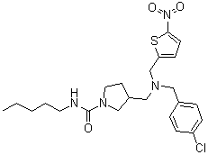 3-[[[(4-Chlorophenyl)methyl][(5-nitro-2-thienyl)methyl]amino]methyl]-N-pentyl-1-pyrrolidinecarboxamide molecular structure (CAS 1379686-29-9)