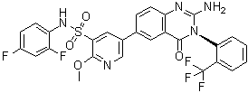CAS 登录号：1384097-27-1, 5-[(3S)-2-氨基-3,4-二氢-4-氧代-3-[2-(三氟甲基)苯基]-6-喹唑啉基]-N-(2,4-二氟苯基)-2-甲氧基-3-吡啶磺酰胺