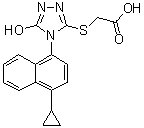 CAS 登录号：1384208-36-9, 2-[[4-(4-环丙基萘-1-基)-5-羟基-4H-1,2,4-三唑-3-基]硫基]乙酸