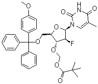 CAS 登录号：138685-99-1, 1-[2-脱氧-3-O-[(2,2-二甲基-1-氧代丙氧基)甲基]-2-氟-5-O-[(4-甲氧基苯基)二苯基甲基]-beta-D-呋喃阿拉伯糖基]-5-甲基-2,4(1H,3H)-嘧啶二酮