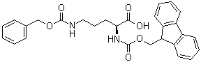 structure of CAS# 138775-07-2, N2-[(9H-Fluoren-9-ylmethoxy)carbonyl]-N5-[(phenylmethoxy)carbonyl]-L-ornithine