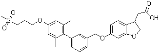 structure of CAS# 1390641-84-5, 6-[[2',6'-二甲基-4'-[3-(甲基磺酰基)丙氧基][1,1'-联苯]-3-基]甲氧基]-2,3-二氢-3-苯并呋喃乙酸