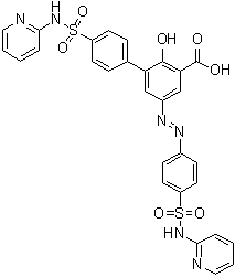 CAS 登录号：1391062-34-2, 2-羟基-4'-[(2-吡啶基氨基)磺酰基]-5-[2-[4-[(2-吡啶基氨基)磺酰基]苯基]偶氮][1,1'-联苯]-3-羧酸