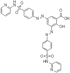 CAS 登录号：1391062-49-9, 2-羟基-3,5-二[2-[4-[(2-吡啶基氨基)磺酰基]苯基]偶氮]苯甲酸