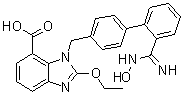 structure of CAS# 1397836-49-5, 2-乙氧基-1-[[2'-(N'-羟基甲脒基)联苯-4-基]甲基]-1H-苯并咪唑-7-羧酸