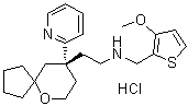 structure of CAS# 1401031-39-7, (9R)-N-[(3-甲氧基-2-噻吩基)甲基]-9-(2-吡啶基)-6-氧杂螺[4.5]癸烷-9-乙胺盐酸盐