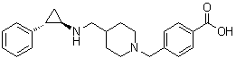 structure of CAS# 1401966-69-5, 4-[[4-[[((1R,2S)-2-苯基环丙基)氨基]甲基]哌啶-1-基]甲基]苯甲酸