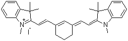 CAS # 140648-15-3, 2-[2-[3-[(1,3-Dihydro-1,3,3-trimethyl-2H-indol-2-ylidene)ethylidene]-1-cyclohexen-1-yl]ethenyl]-1,3,3-trimethyl-3H-indolium iodide