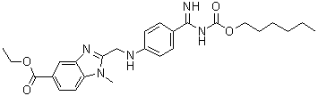 structure of CAS# 1408238-36-7, 2-[[[4-[[[(己氧基)羰基]氨基]亚氨基甲基]苯基]氨基]甲基]-1-甲基-1H-苯并咪唑-5-羧酸乙酯