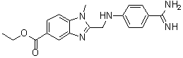structure of CAS# 1408238-41-4, 2-[[[4-(Aminoiminomethyl)phenyl]amino]methyl]-1-methyl-1H-benzimidazole-5-carboxylic acid ethyl ester