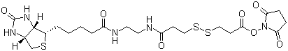 structure of CAS# 142439-92-7, Succinimidyl 3-[3-[2-(biotinamido)ethyl]amino-3-oxopropyl]dithio]propionate