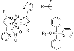 CAS 登录号：14264-79-0, 双[4,4,4-三氟-1-(2-噻吩基)-1,3-丁二酮]双(氧化三苯基膦)铕硝酸盐