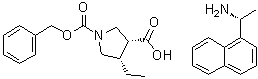 CAS # 1428243-25-7, (3R,4S)-4-Ethyl-1,3-pyrrolidinedicarboxylic acid 1-(phenylmethyl) ester compd. with (alphaR)-alpha-methyl-1-naphthalenemethanamine (1:1)