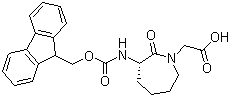 structure of CAS# 142855-79-6, (S)-3-[[(9H-Fluoren-9-ylmethoxy)carbonyl]amino]hexahydro-2-oxo-1H-azepine-1-acetic acid