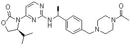 CAS # 1429180-08-4, (4S)-3-[2-[[(1S)-1-[4-[(4-Acetyl-1-piperazinyl)methyl]phenyl]ethyl]amino]-4-pyrimidinyl]-4-(1-methylethyl)-2-oxazolidinone