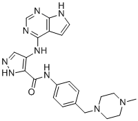 structure of CAS# 1429515-59-2, N-[4-[(4-甲基哌嗪-1-基)甲基]苯基]-4-(7H-吡咯并[2,3-d]嘧啶-4-基氨基)-1H-吡唑-5-甲酰胺