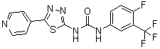 structure of CAS# 1430213-30-1, N-[4-氟-3-(三氟甲基)苯基]-N'-[5-(4-吡啶基)-1,3,4-噻二唑-2-基]脲