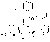 structure of CAS# 1434635-54-7, 1,4-二氢-1-[(2R)-2-(2-甲氧基苯基)-2-[(四氢-2H-吡喃-4-基)氧基]乙基]-alpha,alpha,5-三甲基-6-(2-恶唑基)-2,4-二氧代噻吩并[2,3-d]嘧啶-3(2H)-乙酸
